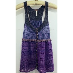 Free People sequin button down sweater tank Medium